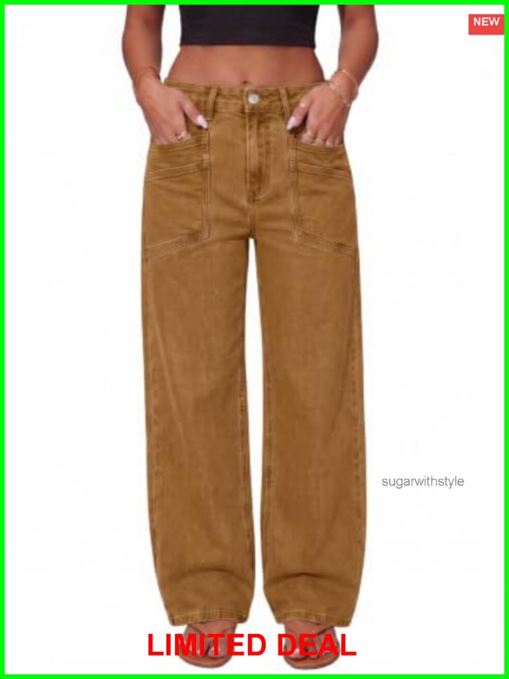 Wide Leg High Waisted Stretchy Boyfriend Jeans Denim Pants
